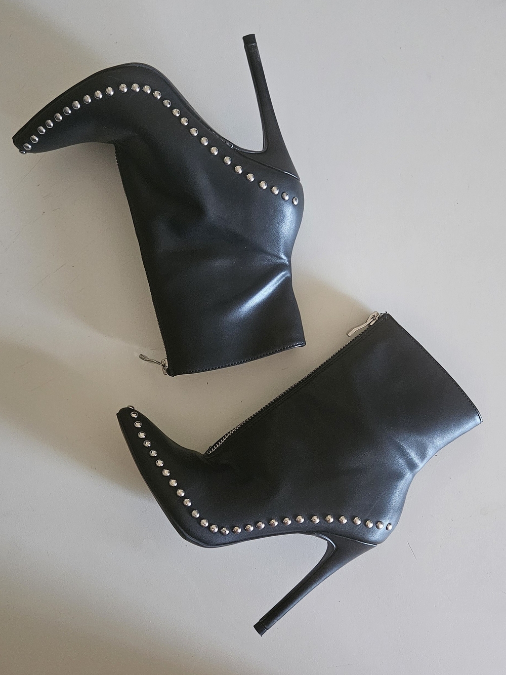 Wild Diva Studded Stiletto Heel Ankle Boots